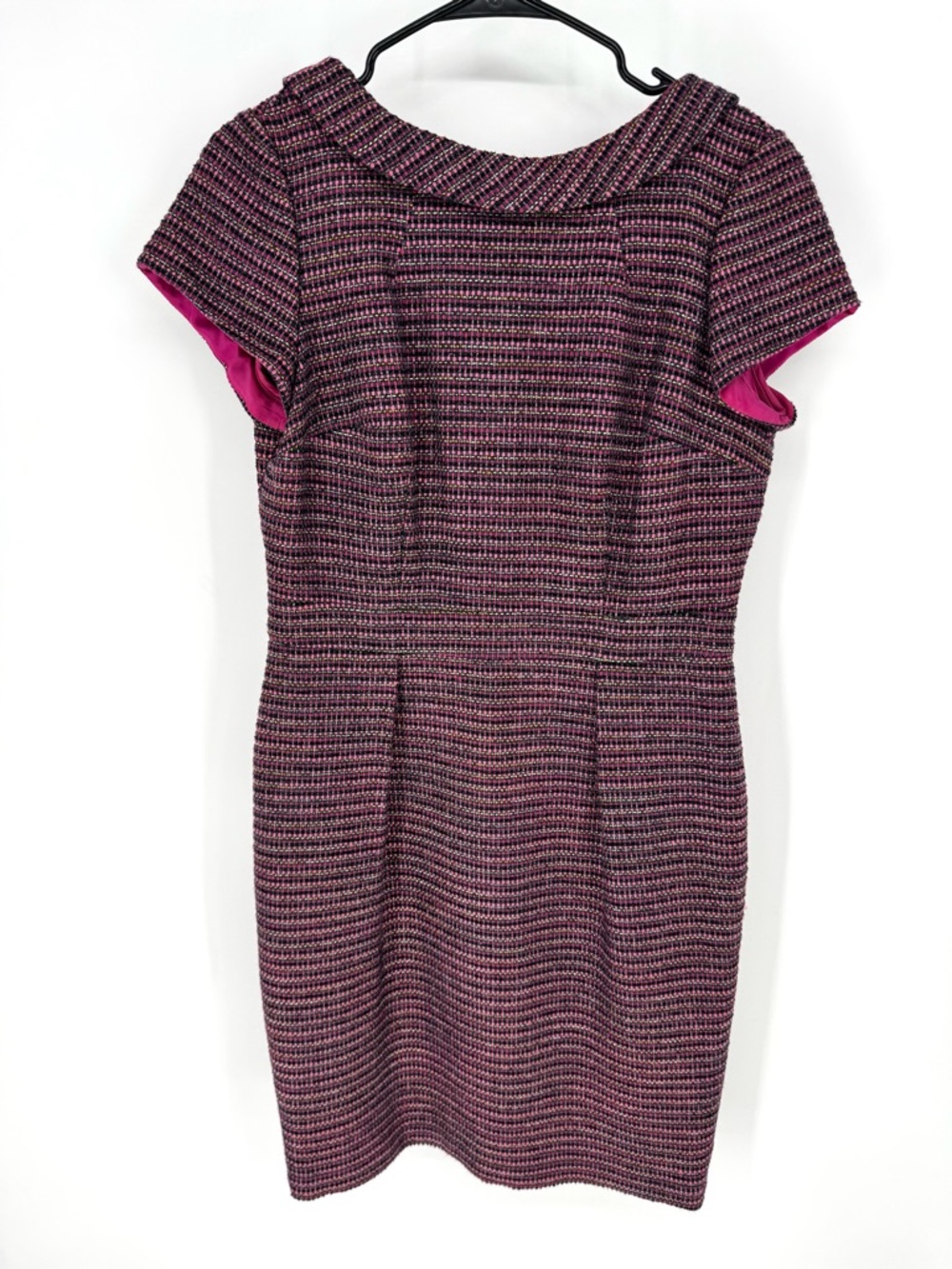 Boden victorian whimsy Tweed Plum-Pink Textured Sheath Dress 8